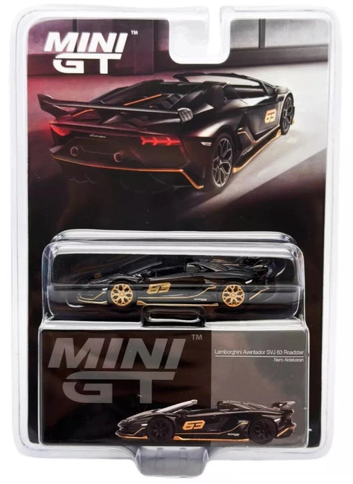 CHASE CAR Lamborghini Aventador SVJ 63 Roadster Nero Aldebaran - Mini GT - 1:64 - MGT00803GR Passion Diecast