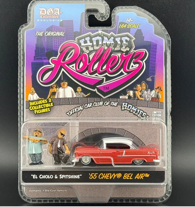 1955 Chevrolet Bel Air w/ El Cholo & Spitshine - Homie Rollerz 2025 Series 1 - 1/64 Greenlight - 204871 C
