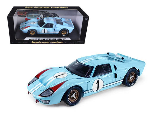 1966 Ford GT 40 MK II RHD (Right Hand Drive) No.1 Light Blue Miles - Shelby Collectibles - 1/18 - SC411