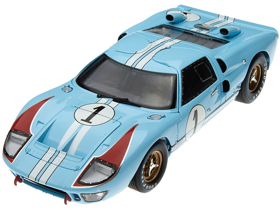 1966 Ford GT 40 MK II RHD (Right Hand Drive) No.1 Light Blue Miles - Shelby Collectibles - 1/18 - SC411
