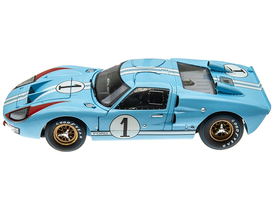 1966 Ford GT 40 MK II RHD (Right Hand Drive) No.1 Light Blue Miles - Shelby Collectibles - 1/18 - SC411
