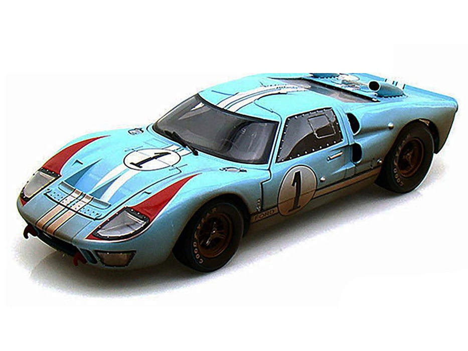 1966 Ford GT-40 MK II No.1 Light Blue Miles - Hulme Le Mans (Dirty Version) - Shelby Collectibles - 1/18 - SC405