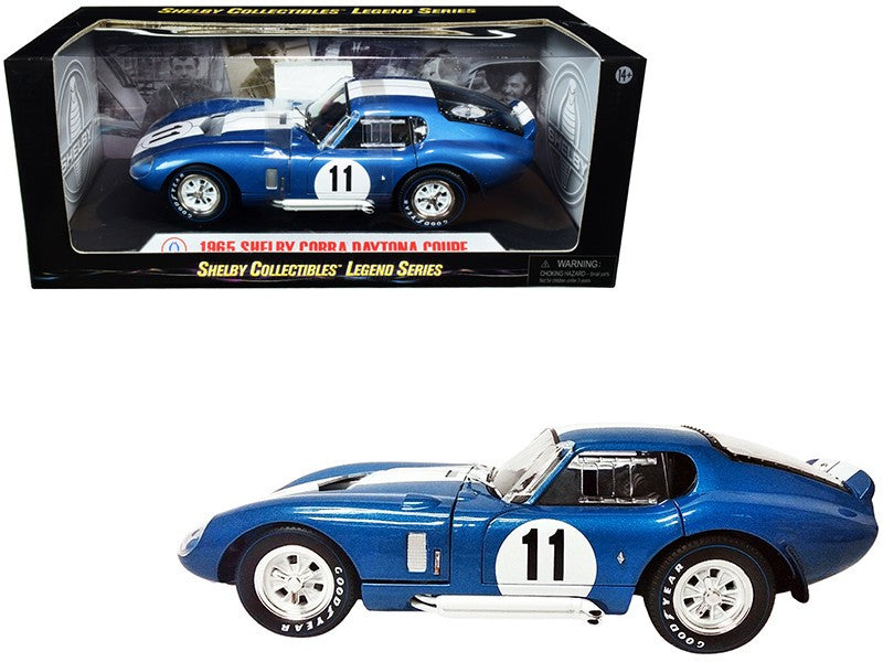 1965 Shelby Cobra Daytona Coupe No.11 Blue Metallic with White Stripes - Shelby Collectibles - 1/18 - SC149