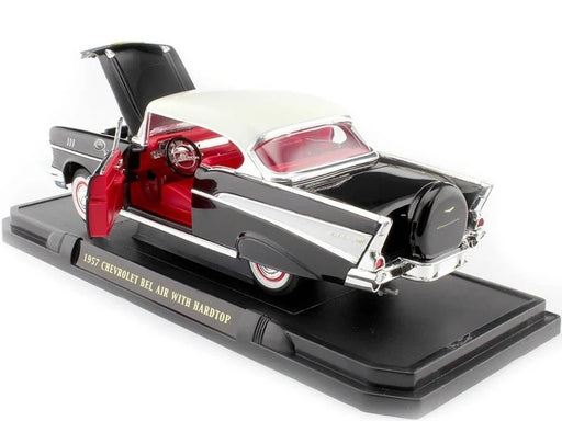 1957 Chevrolet Bel Air Hardtop Black with White Top and Red Interior - 1/18  LUCKY TOYS - 92109 bk PassionDiecast