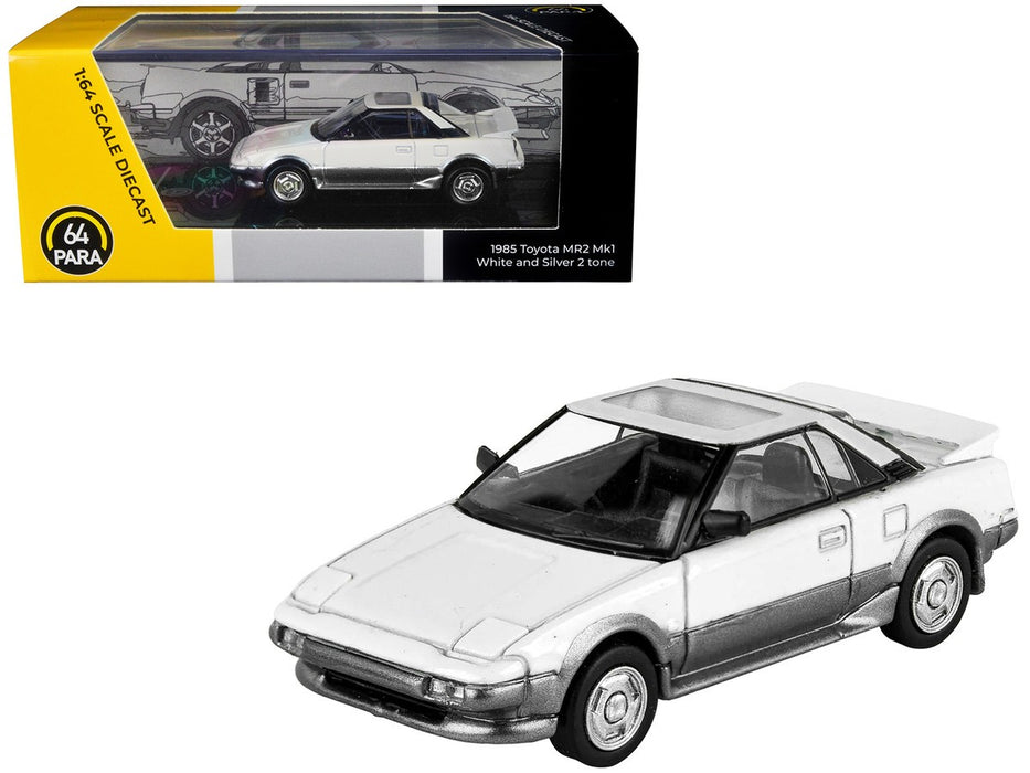1985 Toyota MR2 MK1 White and Silver Metallic with Sunroof - Para64 - PA-55365 - Passion Diecast 