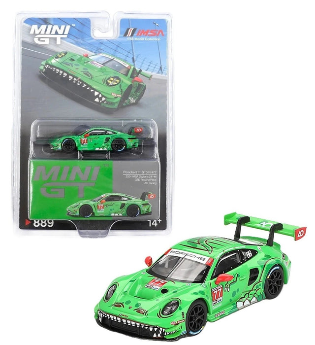 Porsche 911 GT3 R No.77 AO Racing 2024 IMSA Daytona 24 Hrs GTD Pro 2nd Place - Mini GT - 1:64 - MGT00889 Passion Diecast