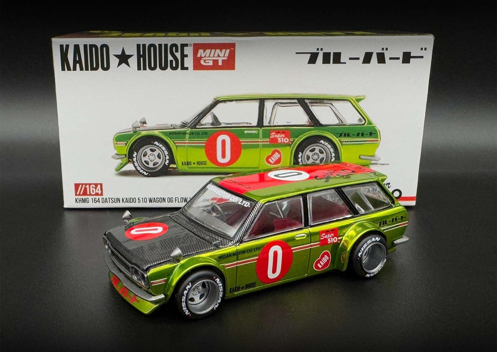 DATSUN 510 WAGON KAIDO 0G FLO YELLOW - Mini GT - Mijo Exclusives - 1/64 - KHMG164 Passion Diecast