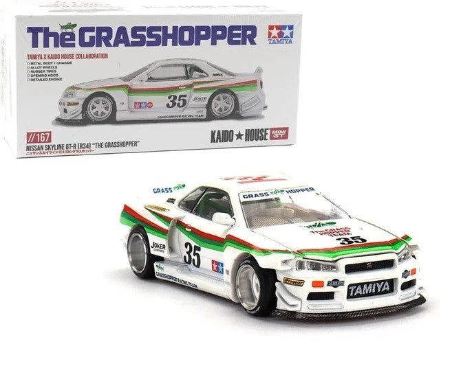 Nissan Skyline GT-R (R34) TAMIYA x KAIDO HOUSE The GRASSHOPPER V1 - Mini GT - Mijo Exclusives - 1/64 - KHMG167 Passion Diecast