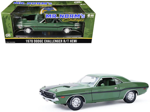 Mr. Norms 1970 Dodge Challenger R/T Hardtop Hemi F8 Green with Green Top & Green Interior - 1/18 - Greenlight - 13700