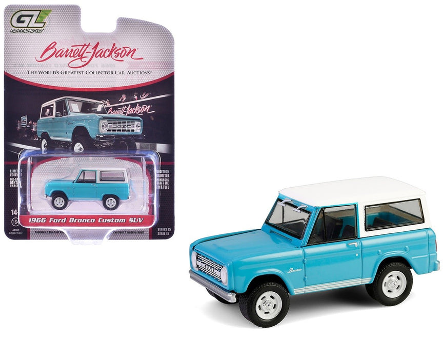 1966 Ford Bronco Custom SUV - Barrett-Jackson Scottsdale Edition Series 15 - 1/64 Greenlight - 37320 A
