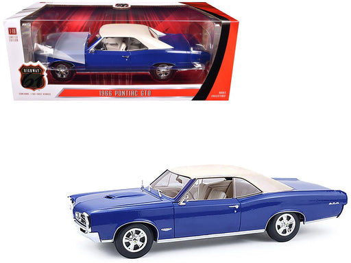 1966 Pontiac GTO in Barrier Blue with White Top - 1/18 - Highway 61 - 18047