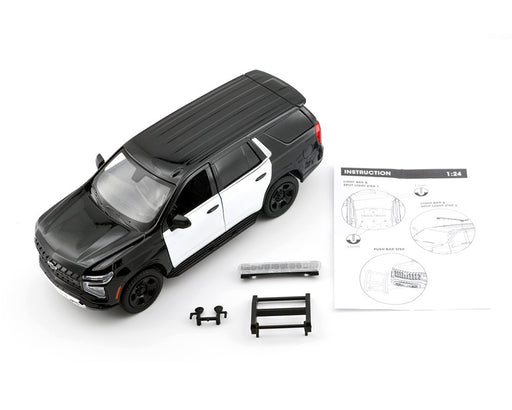 2025 Chevrolet Tahoe Police Pursuit Vehicle - Plain Black and White Two-tone - Motormax 1/24 - 76816-BKWH Passion Diecast