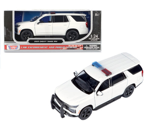 2025 Chevrolet Tahoe Police Pursuit Vehicle - Plain White - Motormax 1/24 - 76816-WH Passion Diecast