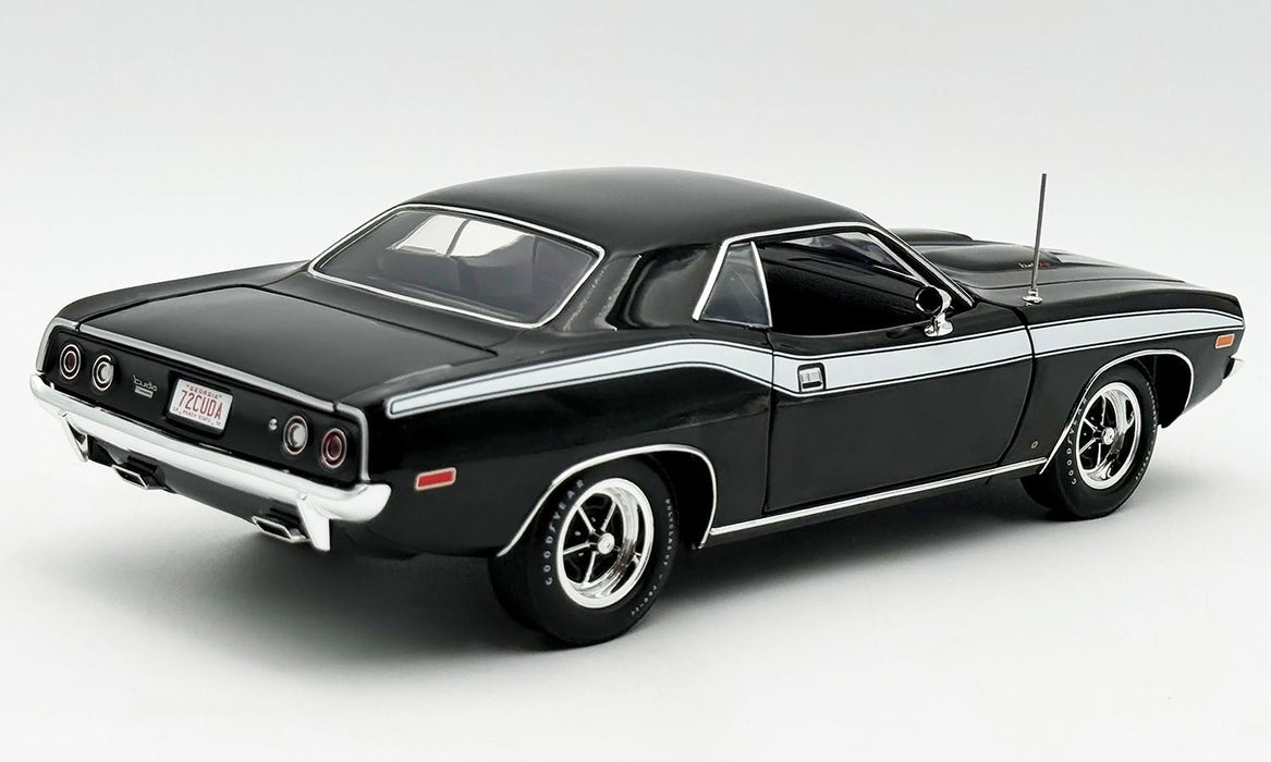 (Free shipping) 1972 Plymouth Cuda 340 Hard top  Black with White Stripes  - ACME - 1/18 - A1806137HT