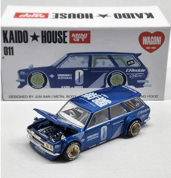 Mijo Exclusive - Kaido★House - Datsun 510 Wagon Blue - Mini GT - Mijo Exclusives - 1/64 - KHMG011