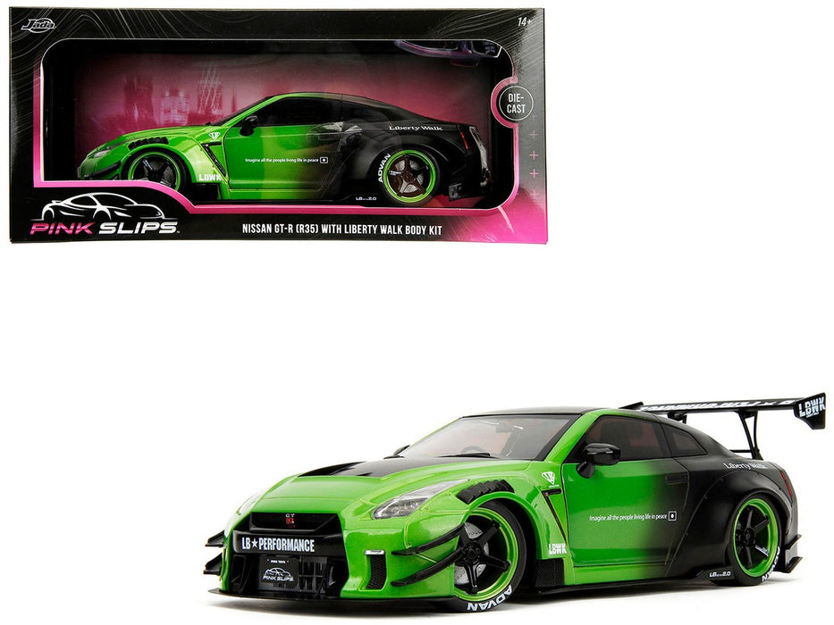 Nissan Skyline GT-R R35 LBWK  GRNBK – Pink Slips  -  Jada 1/18 -  35724
