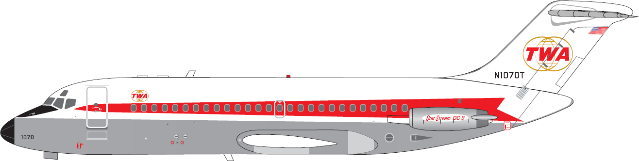 TWA - Trans World Airlines Douglas DC-9-15 / N1070T /  V1:400 Models / 1:400 / 400008