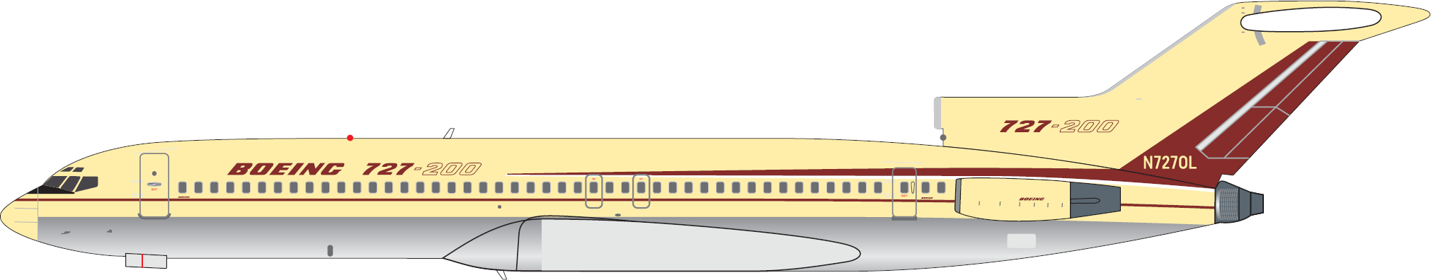 Boeing Company Boeing 727-200 / N7270L "House Colors - Yellow" /  V1:400 Models / 1:400 / 400021