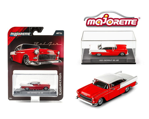 Chevrolet Bel Air 1955 - Rouge & blanc - Majorette 1:64 - 8505001013 - Passion Diecast 