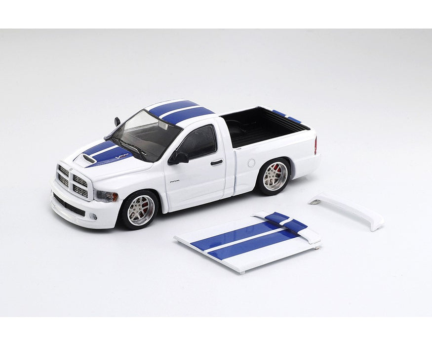 2003 Dodge Ram SRT-10 Pickup - White with Blue Racing Stripes - GCD SHOOM64 - 1:64 - SHOOM-103-005 Passion Diecast