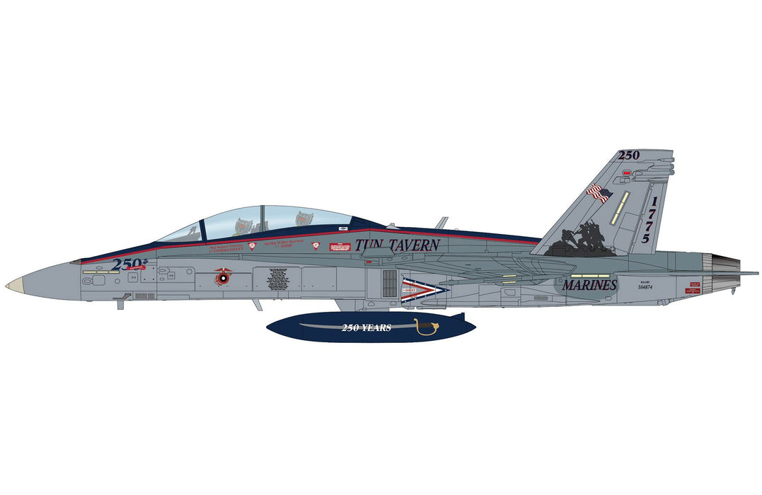 (Preorder) McDonnell Douglas F/A-18D Hornet / USMC VMFA-112 Cowboys, NAS JRB Fort Worth TX, USMC 250 years 2025 / HM 1:72 HA3593
