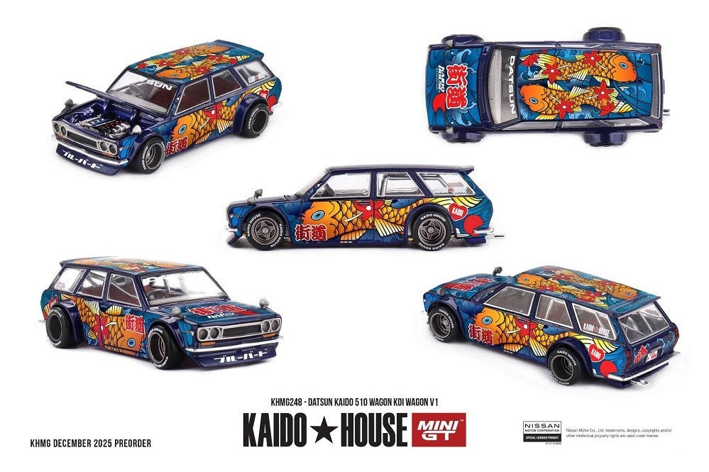 Datsun KAIDO 510 Wagon Koi Wagon V1 - Mini GT & Kaido★House 1/64 - KHMG248 Passion Diecast