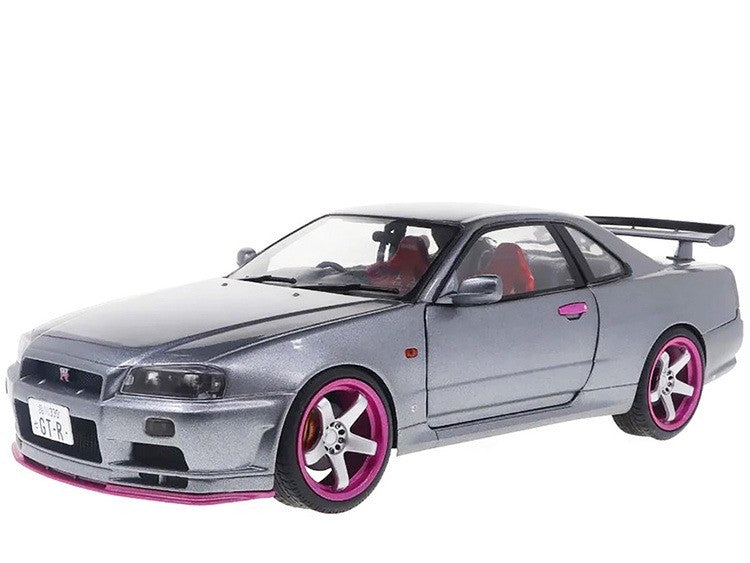 1999 Nissan Skyline GT-R R34 - Silver with Purple Metallic Accents -  Solido  1/18 - S1804310 -  Passion Diecast 