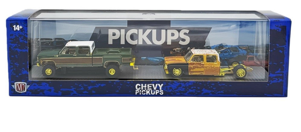 CHASE CAR 1973 Chevrolet Cheyenne Super 30 & 1975 Chevrolet Silverado 30 4X4 - M2 1/64 - 36000-90 BGR