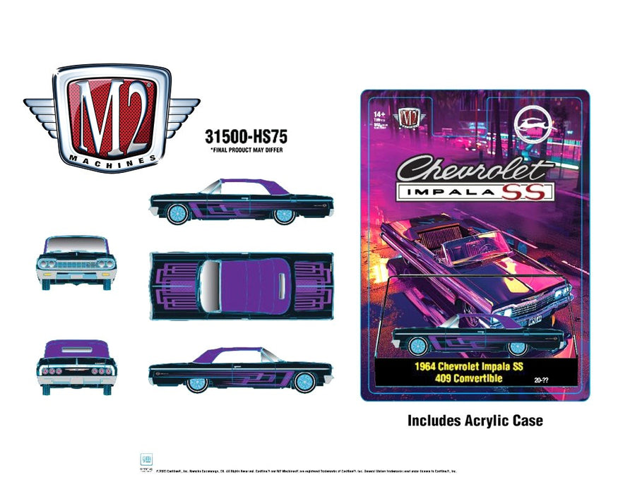 1964 Chevrolet Impala SS 409 Convertible - Black - M2 Machine - 1:64 - 31500-HS75