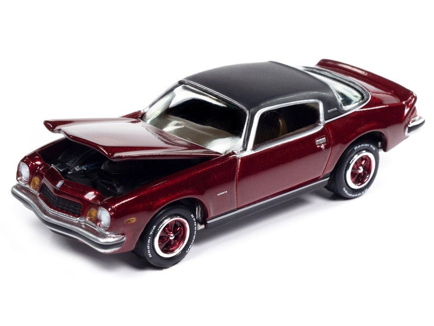 1975 Chevrolet Camaro in Dark Red Poly with Flat Black Roof - Johnny Lightning 1/64 - JLCG033 A C Passion Diecast