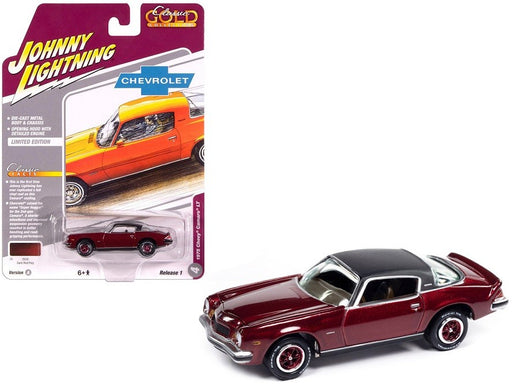 1975 Chevrolet Camaro in Dark Red Poly with Flat Black Roof - Johnny Lightning 1/64 - JLCG033 A C Passion Diecast