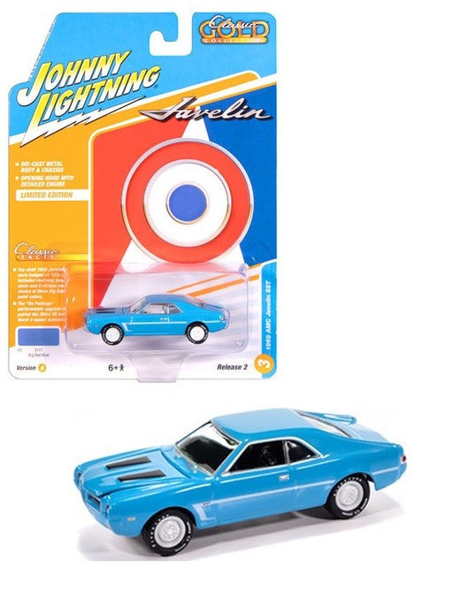 1969 AMC Javelin in Big Bad Blue with White C Stripe - Johnny Lightning 1/64 - JLCG037 E Passion Diecast