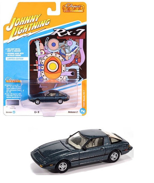1985 Mazda RX-7 in V3 Tender Blue - Johnny Lightning 1/64 - JLCG037 D Passion Diecast
