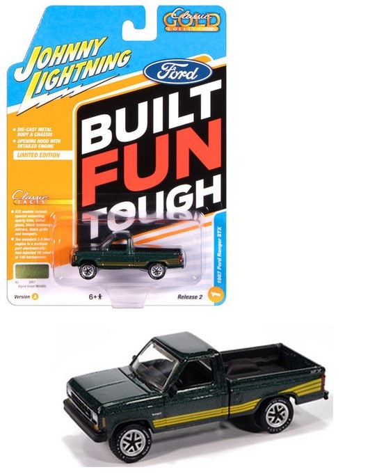 1987 Ford Ranger STX in Alpine Green with Gold STX Stripes - Johnny Lightning 1/64 - JLCG037 A Passion Diecast