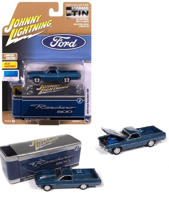 Ford Ranchero 500 de 1970, couleur bleu Acapulco - Johnny Lightning 1/64 - JLCT018 D Passion Diecast