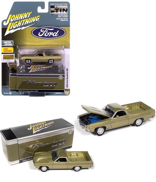 1970 Ford Ranchero 500 in Medium Lime Poly - Johnny Lightning 1/64 - JLCT018 C Passion Diecast