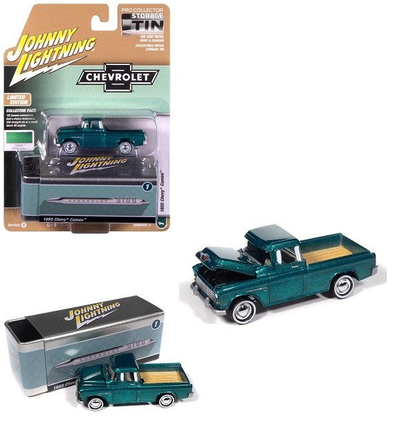 1955 Chevy Cameo Pickup in Teal - Johnny Lightning 1/64 - JLCT018 B Passion Diecast