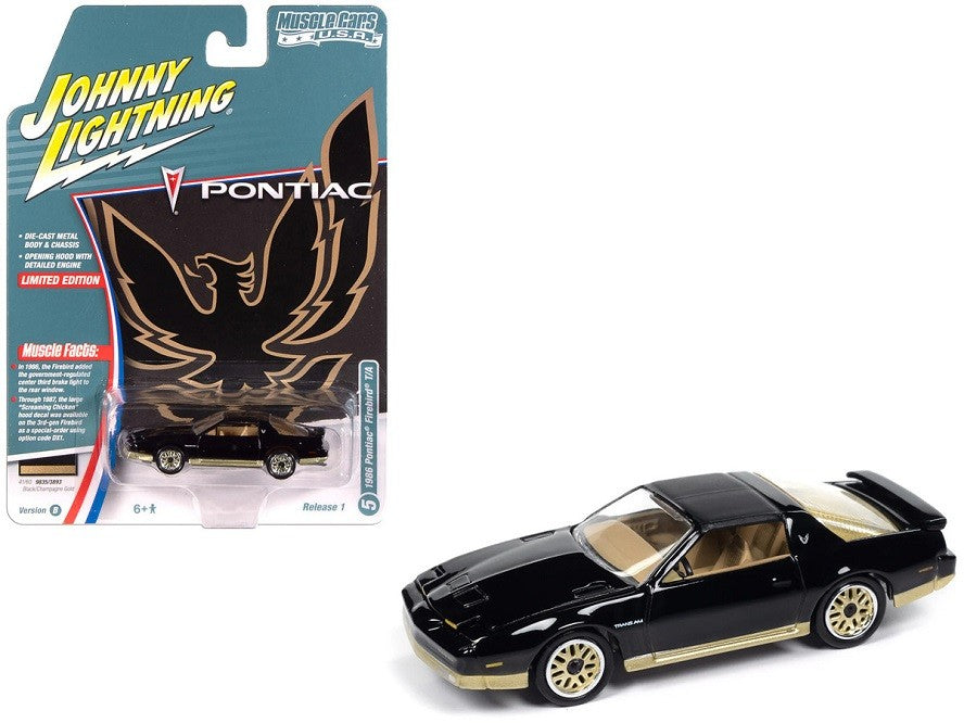 1987 Pontiac Firebird GTA King of the Jungle in Gloss Black - Johnny Lightning 1/64 - JLMC034 B E Passion Diecast
