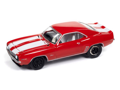 1969 Chevrolet Camaro Z28 in Red with White Stripes - Johnny Lightning 1/64 - JLMC034 B A
