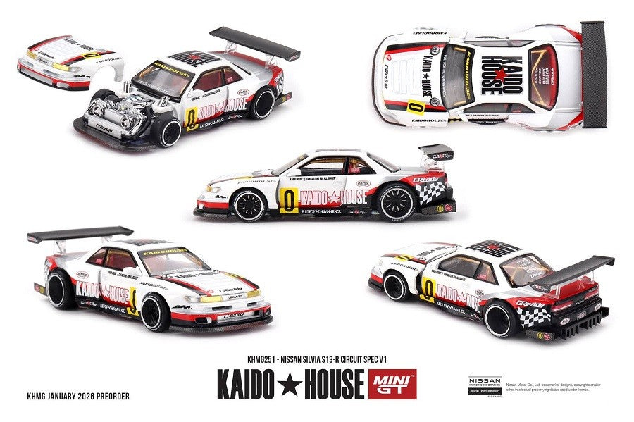 Nissan Silvia S13-R Circuit Spec V1 - Mini GT & Kaido★House 1/64 - KHMG251 Passion Diecast