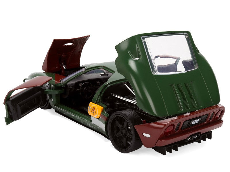2005 Ford GT Green (Weathered) with Graphics and Boba Fett Star Wars - Hollywood Rides - Jada - 1/24 - 36909