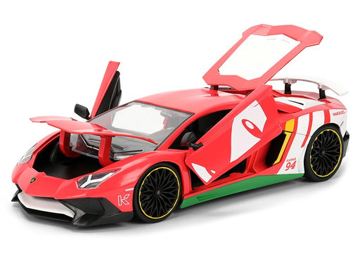 Lamborghini Aventador SV (Red) Knuckles Figure - Classic Sonic The Hedgehog - Hollywood Rides - Jada - 1/24 - 36264