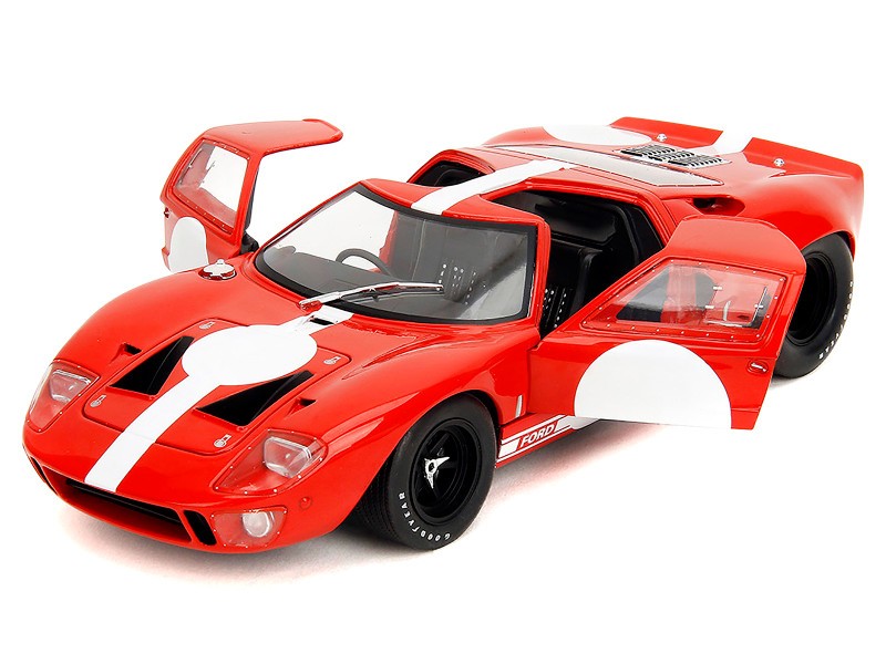 Ford GT40 MK1 Red with White Stripes and Graphics - Pink Slips - Jada 1/18 - 36381 Passion Diecast 