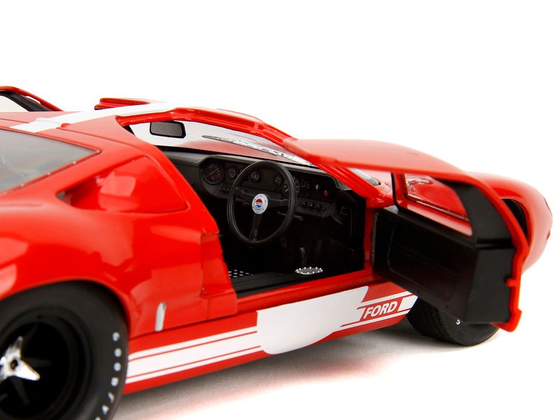 Ford GT40 MK1 Red with White Stripes and Graphics - Pink Slips - Jada 1/18 - 36381 Passion Diecast 
