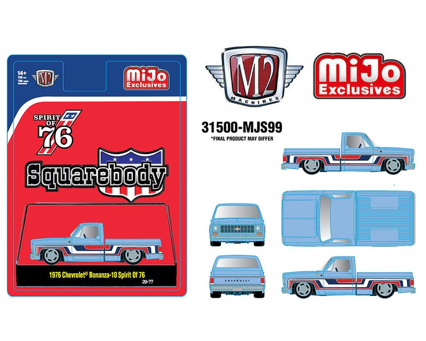 1976 Chevrolet Silverado Bonanza-10 SPIRIT OF 76 Squarebody USA - Blue - M2 Machine - 1:64 - 31500-MJS99