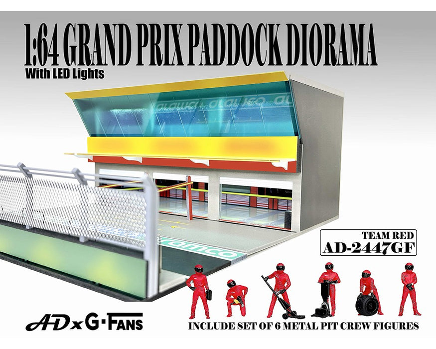 Figures Set Grand Prix Paddock Diorama w L.E.D. - Team Red - American Diorama - 1/64 - AD-2447 Passion Diecast