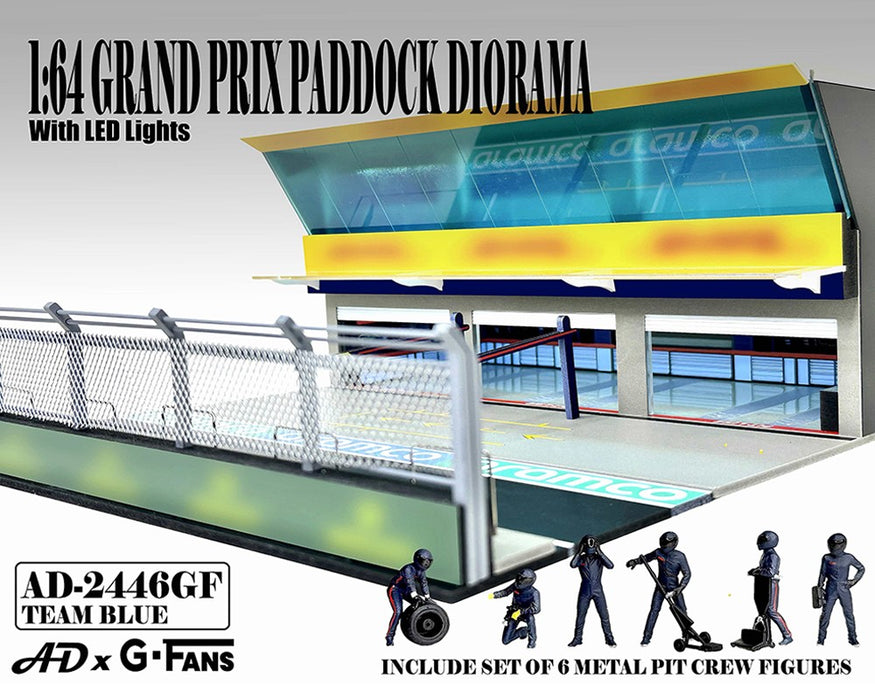 Figures Set Grand Prix Paddock Diorama w L.E.D. - Team Blue - American Diorama - 1/64 - AD-2446 Passion Diecast