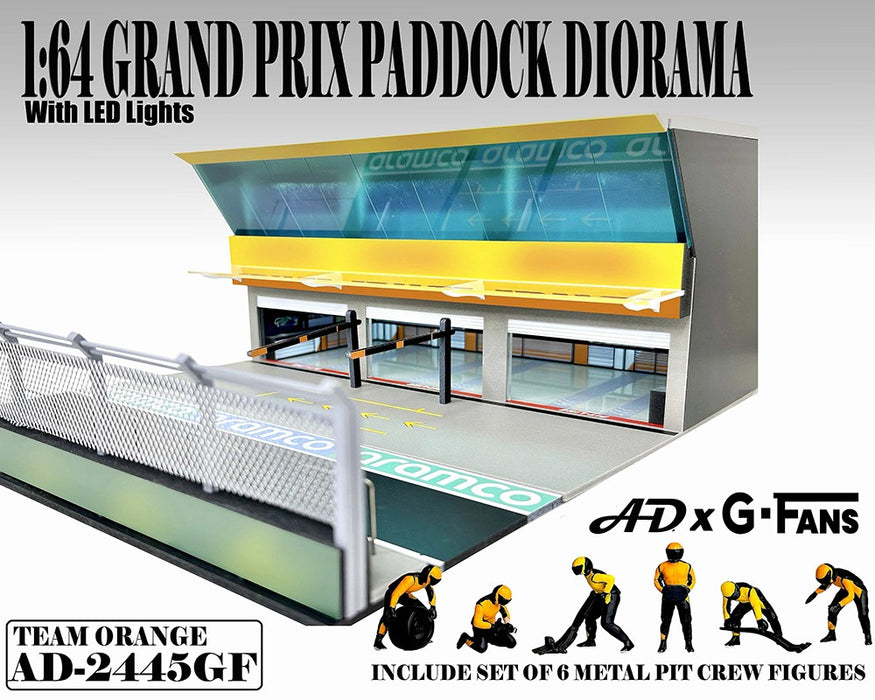 Figures Set Grand Prix Paddock Diorama w L.E.D. - Team Orange - American Diorama - 1/64 - AD-2445 Passion Diecast