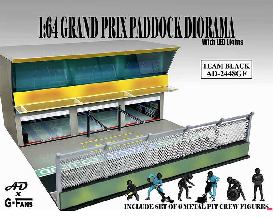 Figures Set Grand Prix Paddock Diorama w L.E.D. - Team Black - American Diorama - 1/64 - AD-2448 Passion Diecast