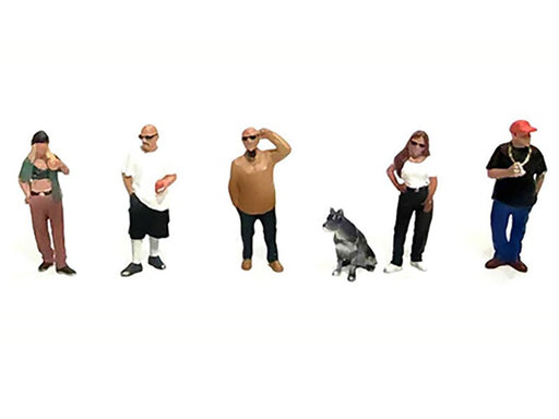 Figures Curbside Crowd Figures Set - 6 Piece metal set - American Diorama - 1/64 - AD-2429MJ Passion Diecast
